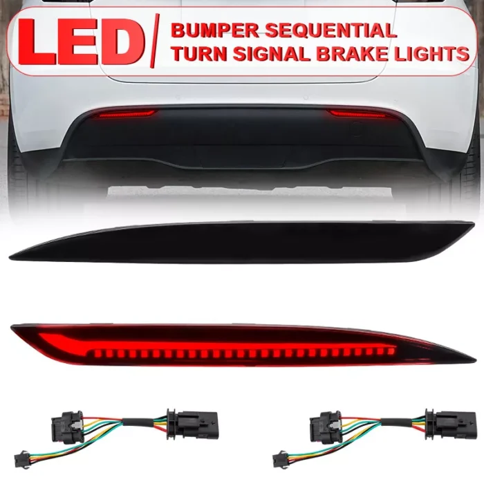 2x Rear Bumper LED Tail Brake Lights Fog Lamp For Tesla Model Y 2020-2023