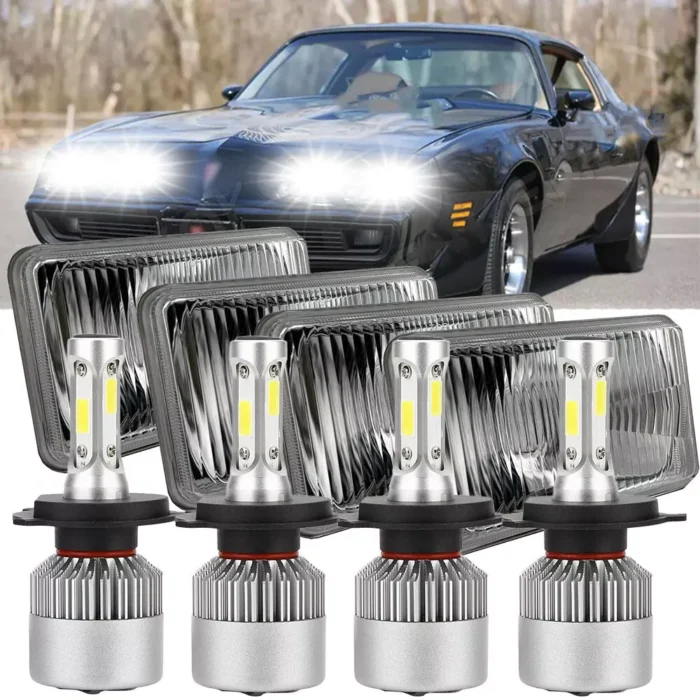 4PCS 4X6inch LED Headlights Hi:Lo DRL For Pontiac Trans Am 77-81 Projector A+++