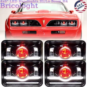 4pcs 4x6" LED Headlights Fit Pontiac Firebird Trans AM 1977 1978 1979 1980 1981