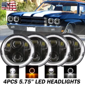4pcs 5 3/4" 5.75" LED Headlights Halo HI/LO for Pontiac GTO Grand Prix Firebird