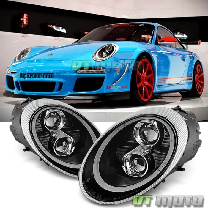 Black 2005-2009 Porsche 911:997.1 LED DRL Projector Headlights