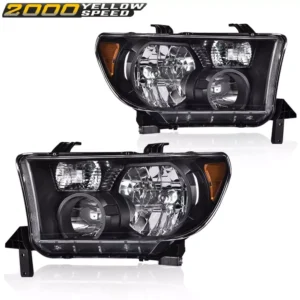 Black Headlights Headlamps Fit For Toyota 2007-2013 Tundra 2008-2017 Sequoia