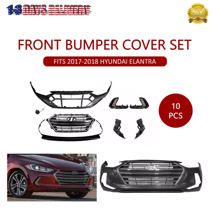 Complete Front Bumper Cover Set For 2017 2018 Hyundai Elantra LE SE Korea Built
