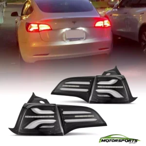 Fit 17-22 Tesla Model 3/20-22 Model Y PRO-Series LED Jet Black Tail Lights Pair