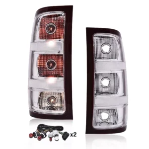 Fit For 07-13 GMC Sierra 1500 2500 3500HD Rear Tail Lights Brake Lamps Chrome