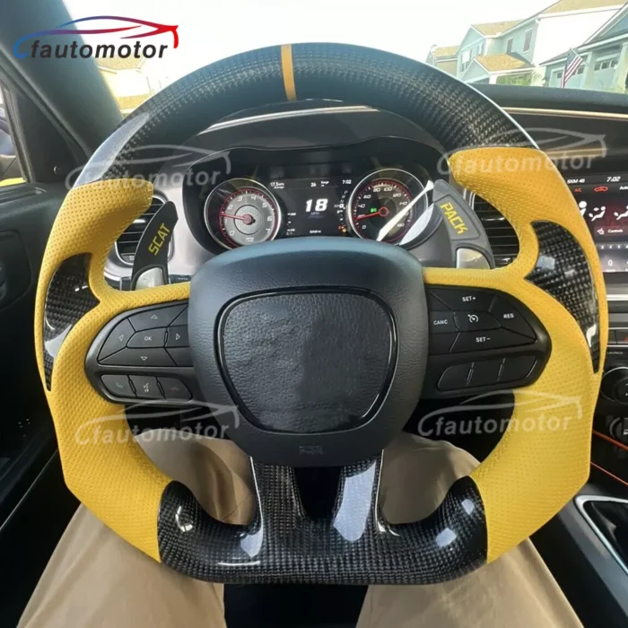 For 15+ Dodge Challenger Charger SRT Hellcat Carbon Fiber Sport Steering Wheel