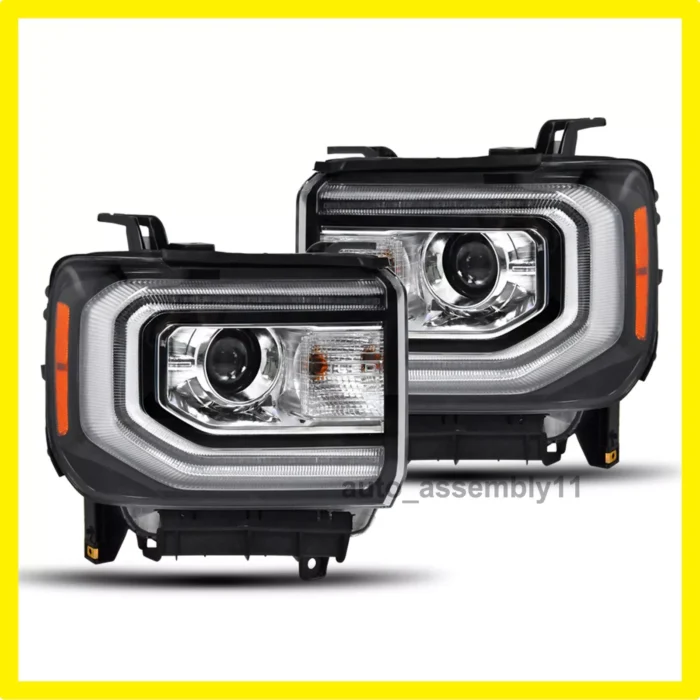 For 2016 2017 2018 GMC Sierra 1500 HID:Xenon Type LED DRL Projector Headlights