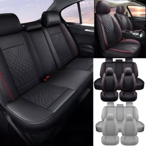 For Dodge Leather Car Seat Covers Protector 5-Seats Full Set Front Rear Cushion