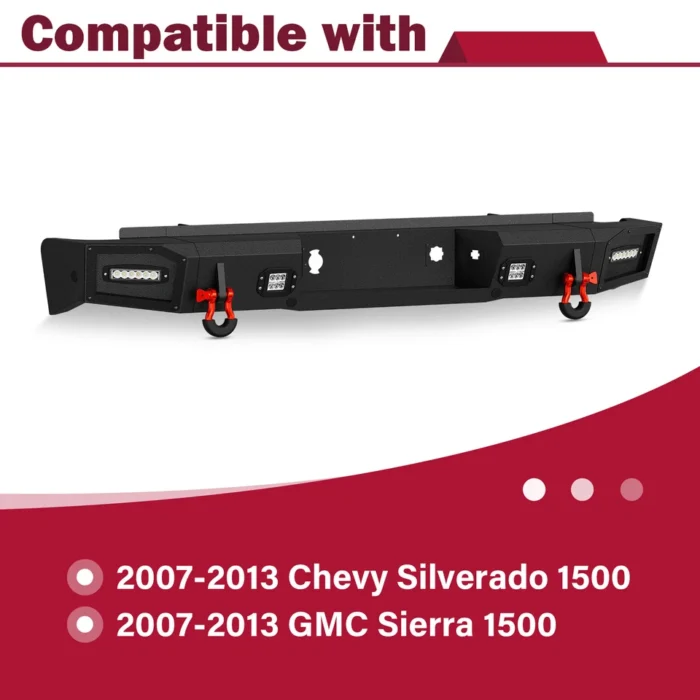 Front :Rear Bumper For 2007-2013 GMC Sierra 1500 Pickup Truck with LED Lights