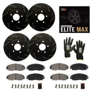 Front & Rear Drilled Slotted Rotors + Pads for 2006 2007 BMW 323i 328i 325i