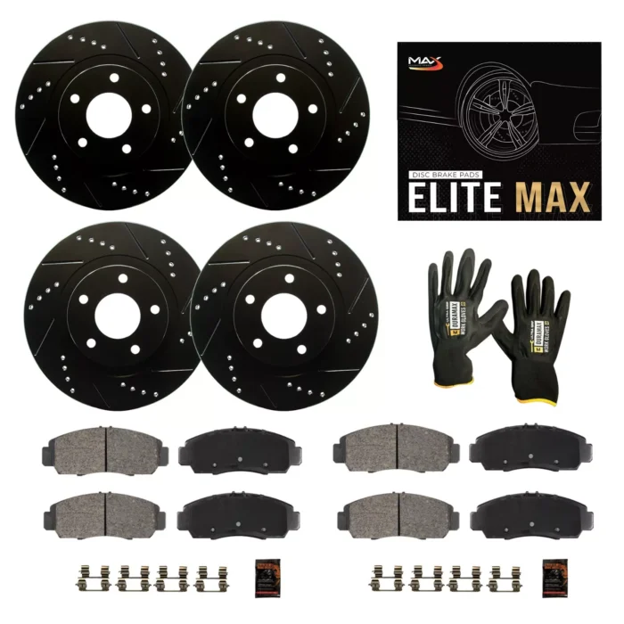 Front & Rear Drilled Slotted Rotors + Pads for 2006 2007 BMW 323i 328i 325i