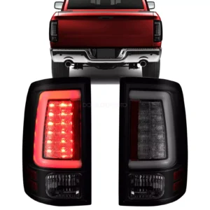 LED Pair For 2009-2018 Dodge Ram 1500 2500 3500 Tail Lights Black Brake Lamps