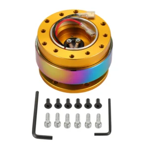 Neo Gold and Red Car Steering Wheel Quick Release 6-Holes HUB Adapter Snap Off Boss Kit