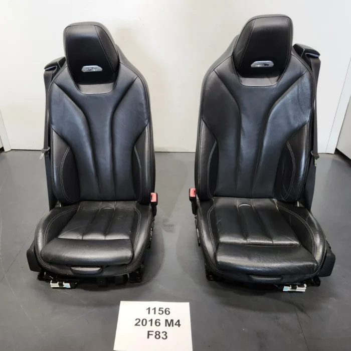 OEM BMW F83 M4 Front Left Right Sport Seats Leather Merino Black SET 82k