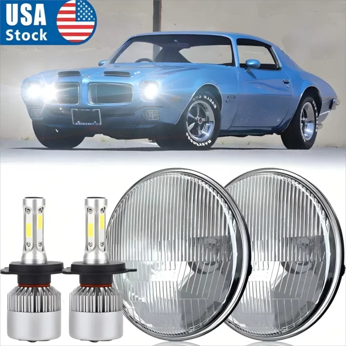 Pair For 1970-1976 Pontiac Firebird 7inch LED Headlights Hi:Lo Beam 6000k White
