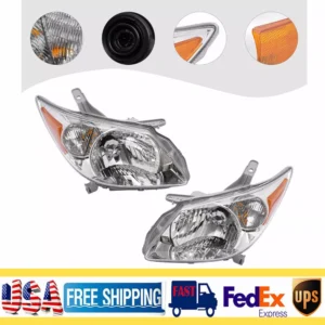 Pair Left & Right For 2005-2008 Pontiac Vibe Wagon Headlamps Assembly Headlights