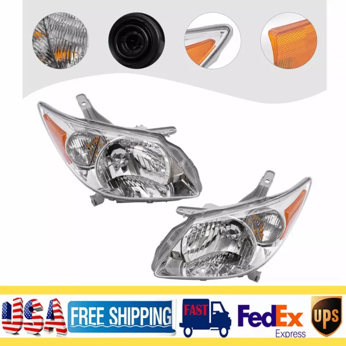 Pair Left & Right For 2005-2008 Pontiac Vibe Wagon Headlamps Assembly Headlights