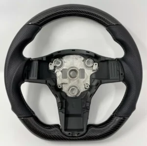 REVESOL Real Carbon Fiber Steering Wheel Grey stitch for Tesla Model 3 Y - NEW