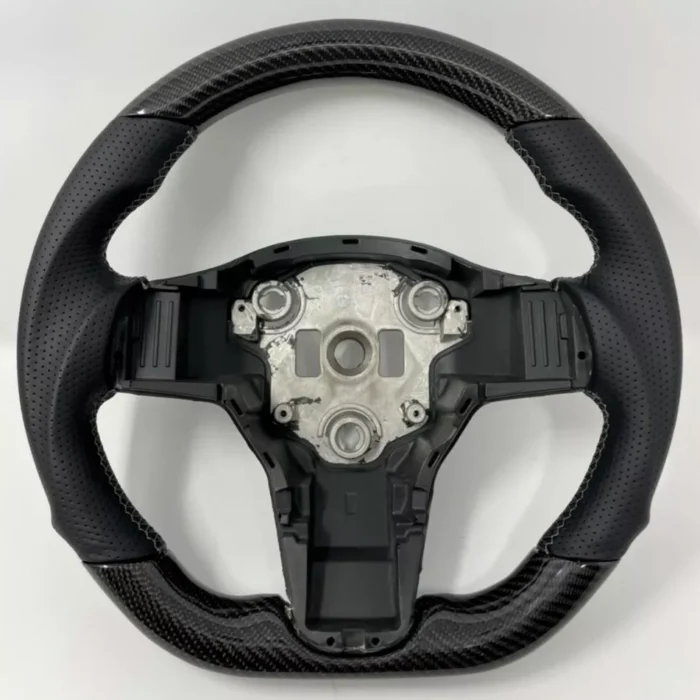 REVESOL Real Carbon Fiber Steering Wheel Grey stitch for Tesla Model 3 Y NEW!