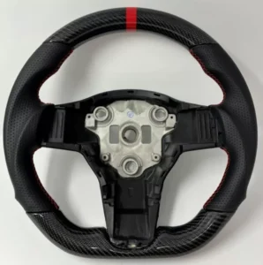 REVESOL Real Carbon Fiber Steering Wheel Red Ring for Tesla Model 3 Model Y NEW