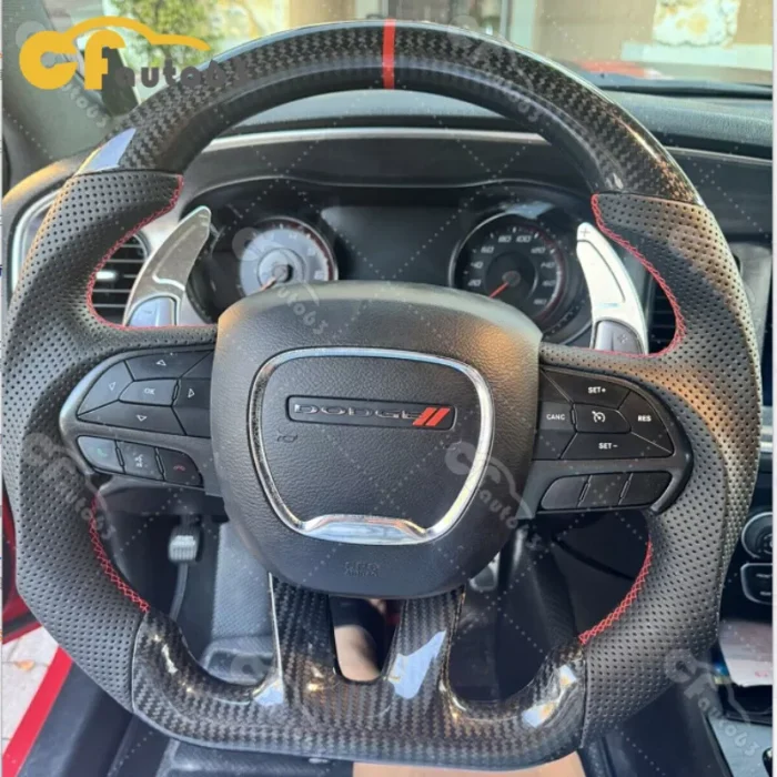 Real Carbon Fiber Heated Steering Wheel Fit Dodge Charger:challenger:SRT15+