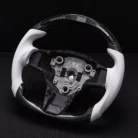 Real carbon fiber LED W:Heated Steering Wheel for Tesla Model 3:Y 2017-2023