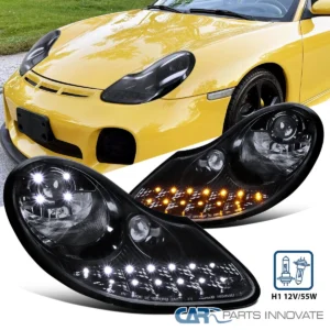 Smoke Projector Headlights Fits 1997-2001 Porsche 996 911 Boxster 986 LED Signal