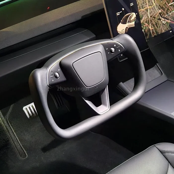 Yoke Full Smooth Leather Steering Wheel Fit Tesla Model 3 2023-2024 with Heated
