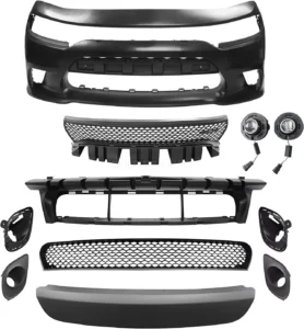 Front Bumper Cover Kit W/Upper Lower Grille For 2015-2023 Dodge Charger SRT