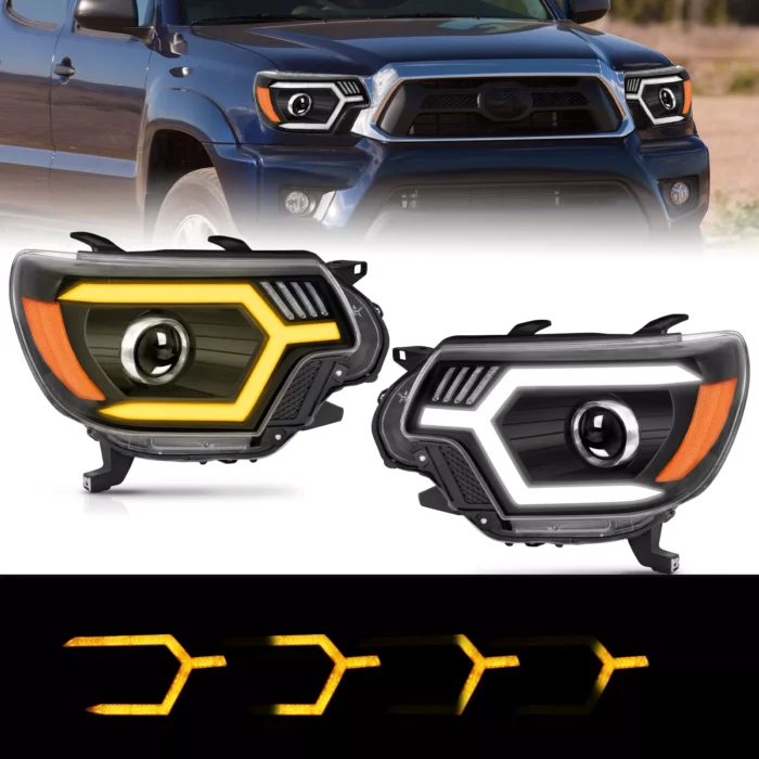 2012-2015 Toyota Tacoma Black LED Projector Headlights Switchback Pair w:RGB 2012-2015 Toyota Tacoma Black LED Projector Headlights Switchback Pair w:RGB