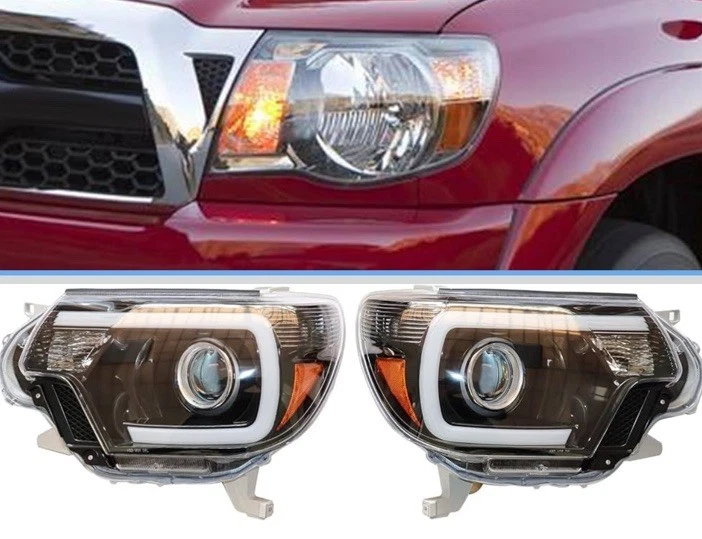 2012-2015 Toyota Tacoma LED DRL Bar Projector Headlights Headlamp Left+Right 2012-2015 Toyota Tacoma LED DRL Bar Projector Headlights Headlamp Left+Right
