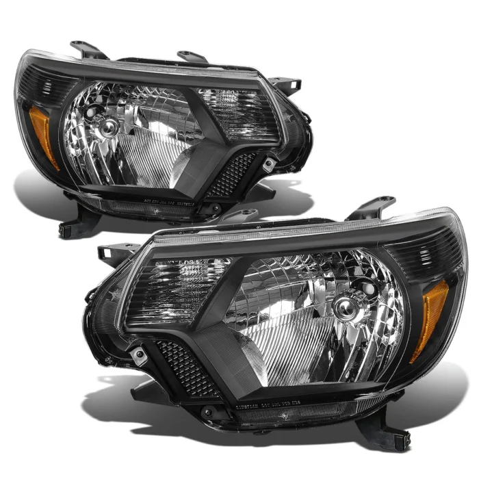 2012-2015 Toyota Tacoma Pair Black Housing Amber Corner Headlight Head Lamps 2012-2015 Toyota Tacoma Pair Black Housing Amber Corner Headlight Head Lamps