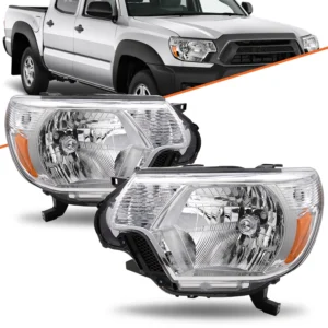 2012-2015 Toyota Tacoma Pickup Chrome Headlights Amber Corner Headlamps Pair