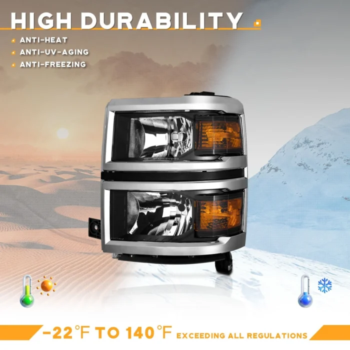 2014-2015 Chevy Silverado 1500 Chrome Headlights Headlamps L+R Pair 2 2014-2015 Chevy Silverado 1500 Chrome Headlights Headlamps L+R Pair 2