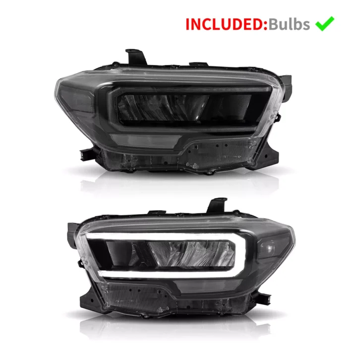 2016-23 Toyota Tacoma Pair Black Housing LED Tube Reflector Headlights RH+LH 2 2016-23 Toyota Tacoma Pair Black Housing LED Tube Reflector Headlights RH+LH 2