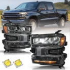 2019 2020 2021 Chevy Silverado 1500 Headlights Headlamps w:LED Assembly Sets