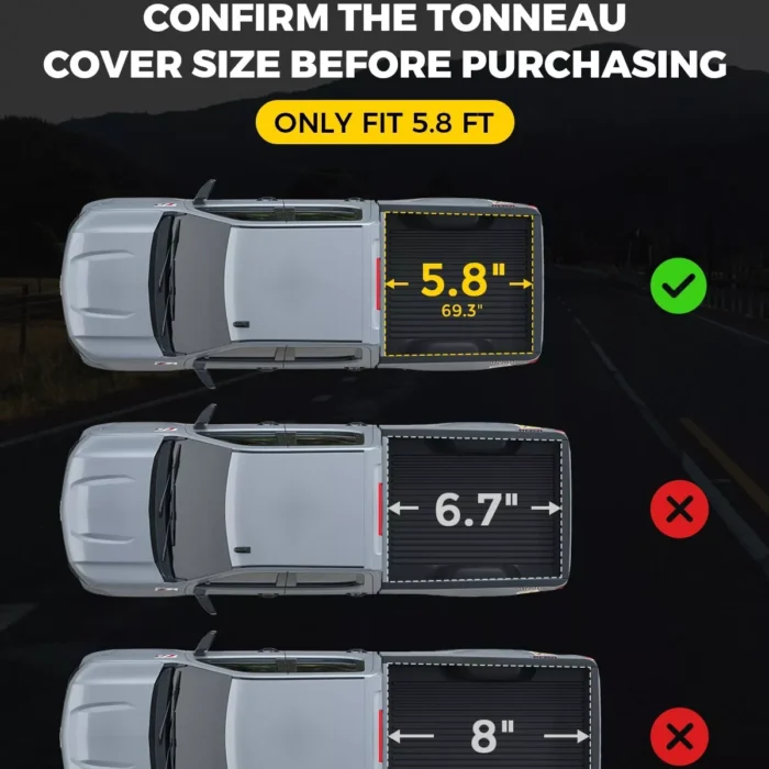 5.8FT Tri-Fold Tonneau Cover For 19-24 Chevy Silverado:GMC Sierra 1500 Truck Bed 2