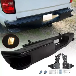 Black Rear Step Bumper w/o Sensor Holes For 14-18 Chevy Silverado/Sierra 1500