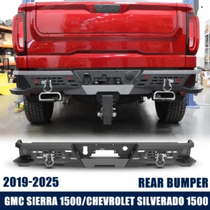 Black Steel Rear Bumper for 2019-2025 GMC sierra 1500/Chevrolet Silverado 1500
