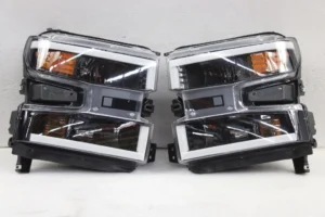 FITS 19-21 Silverado 1500 Halogen w/LED DRL SwitchBack Signal BLK Headlights