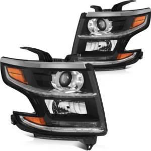 Fits 2015-2020 Chevy Tahoe Projector Headlights Assembly Pair Black Housing