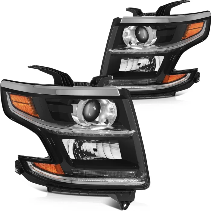 Fits 2015-2020 Chevy Tahoe Projector Headlights Assembly Pair Black Housing