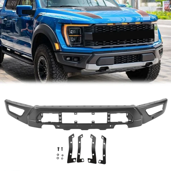 Front Bumper Cover Face Bar Black Steel For 2021-2025 Ford F-150 Raptor R Front Bumper Cover Face Bar Black Steel For 2021-2025 Ford F-150 Raptor R