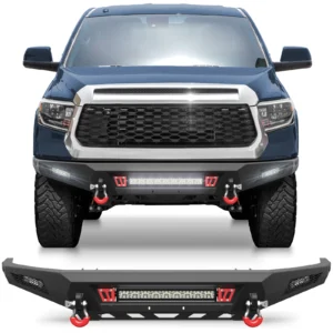 Front Bumper For Toyota Tundra 2014-21 With Sensor Holes & LED Lights & D-rings