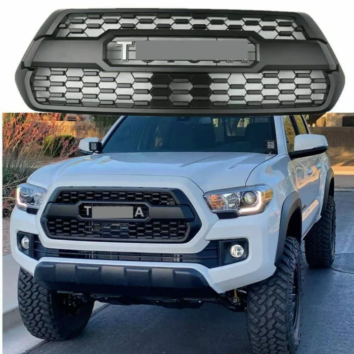 Front Bumper Grille With Accessories For 2016-2023 Toyota Tacoma Matte Black ABS Front Bumper Grille With Accessories For 2016-2023 Toyota Tacoma Matte Black ABS
