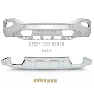 Front Bumper Skid Plate/ Front Bumper Cover Face Bar Fits 16-19 GMC Sierra 1500 _Chrome Face Bar+Chrome Skid Plate