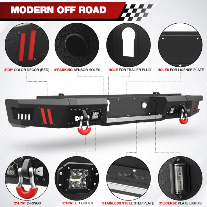 Front:Rear Bumper W:Lights+ Sensor Holes For 2015-2019 GMC Sierra 2500HD:3500 HD b2 Front:Rear Bumper W:Lights+ Sensor Holes For 2015-2019 GMC Sierra 2500HD:3500 HD b2