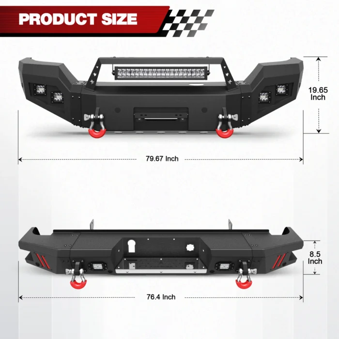 Front:Rear Bumper W:Lights+ Sensor Holes For 2015-2019 GMC Sierra 2500HD:3500 HD c2 Front:Rear Bumper W:Lights+ Sensor Holes For 2015-2019 GMC Sierra 2500HD:3500 HD c2