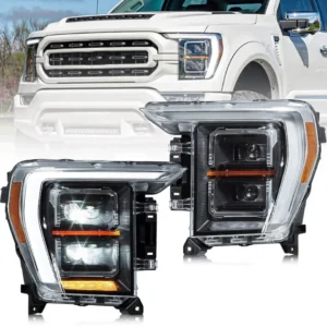Full LED Projector Headlights For 2021-2023 Ford F-150 Front Lamps A Pair