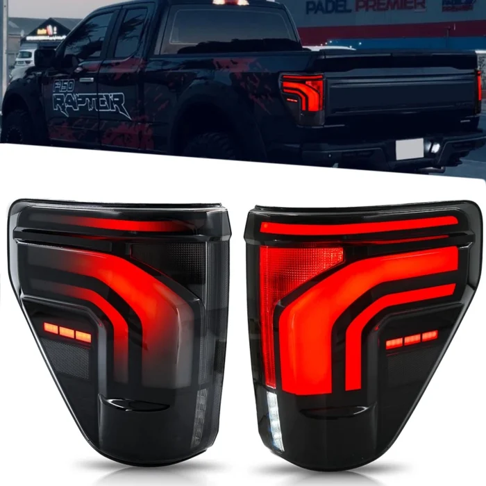 Full Smoke LED Tail Lights For Ford F150 2021-2025 Rear Lamp Assembly Sequential Full Smoke LED Tail Lights For Ford F150 2021-2025 Rear Lamp Assembly Sequential